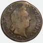 1770 France 1 Sol Montpellier Mint Louis XVI Copper Coin F