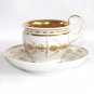 Antique Imperial Gilded Porcelain Bone China Cup with Saucer 1800s
