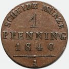 German State PRUSSIA coin – 1 Pfenning, 1840 A