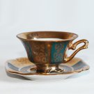 Vintage Luiz XV Cold Green Pocelain Bone China Cup with Saucer