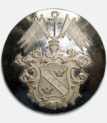 Antique Silver-Plated and White Enamel Livery Button &acirc;�� Ankarcrona Family Crest