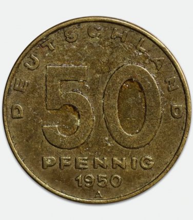 1950 A East Germany 50 Pfennig Coin &acirc;�� DDR Coin KM#4