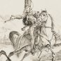 RARE Carle Vernet lithograph lithography of Napoleonic era &acirc;��Hussar killing a Cui