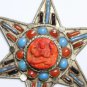 Antique Tibetan Pendant/Medal with Four-Armed Buddha Avalokiteshvara, Star Shape