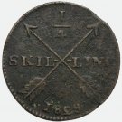 Sweden  1/4 Skilling 1828, Swedish copper coins, Charles XIV John (1818-1844)