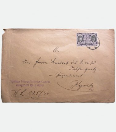 1936 Lithuania Litauen Klaip&Auml;�da (Memel) Court Envelope