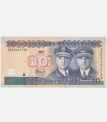 1997 Lithuania banknote 10 Litu Litai Litas &acirc;�� Series AAD, UNC