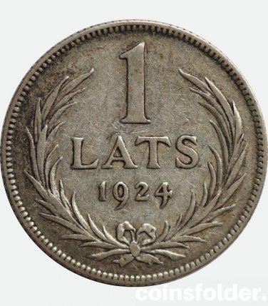 1 Lats 1924, Latvia silver coin #UM13
