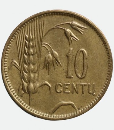 VF 1925 Lithuania coin 10 centu centai cents