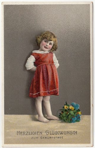 1920s Tinted Postcard &acirc;�� Young Girl &acirc;�� Antique Vintage with Handwritten Letter