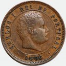 1906 Portuguese Portugal coin 5 Reis, Carlos I – VF-XF