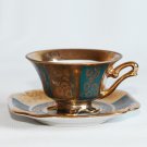 Vintage Luiz XV Pocelain Gold Green Bone China Cup with Saucer
