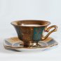 Vintage Luiz XV Pocelain Gold Green Bone China Cup with Saucer