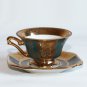 Vintage Luiz XV Pocelain Gold Green Bone China Cup with Saucer