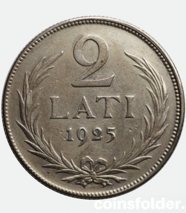 2 Lati 1925, Latvia silver coin #UM12