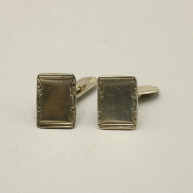 Vintage Solid Silver cufflinks, art deco cufflinks, mens jewellery #2