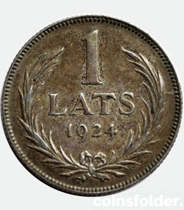 1 Lats 1924, Latvia silver coin #UM15