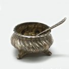 Antique Sterling Silver Salt Cellar with silver spoon Antique Sterling Silver Salt Cellar with silver spoon