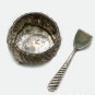 Antique Sterling Silver Salt Cellar with silver spoon
