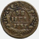 1737 Russia copper coin DENGA 1/2 Kopeck Kopeek Kopek - Anna Ionnovna
