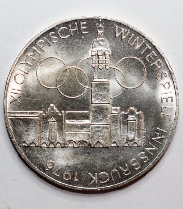 Austria 100 Schilling silver coin, XII Winter Olympics, 1976