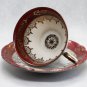 Vintage German Bareuther Porcelain Bone China Red, Gold Cup and Saucer