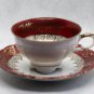 Vintage German Bareuther Porcelain Bone China Red, Gold Cup and Saucer