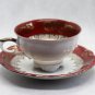Vintage German Bareuther Porcelain Bone China Red, Gold Cup and Saucer