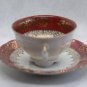 Vintage German Bareuther Porcelain Bone China Red, Gold Cup and Saucer