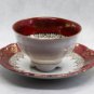 Vintage German Bareuther Porcelain Bone China Red, Gold Cup and Saucer