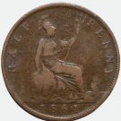 1861 UK Great Britain coin Half Penny - Victoria