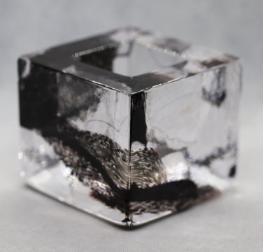 Kosta Boda Brick Candle Holde Crystal  Black Glass Swedish Scandinavian Design