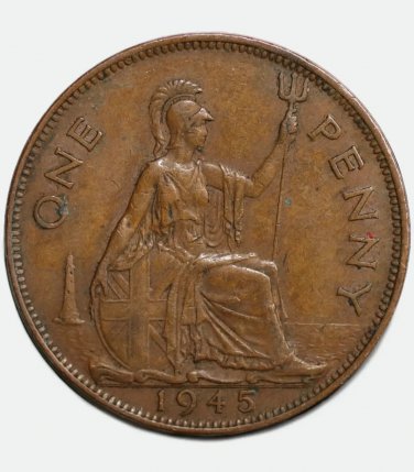 VF 1945 UK United Kingdom GB Great Britain coin 1 Penny - George VI