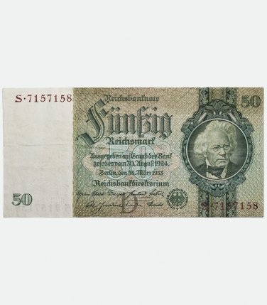 50 Reichsmark 1933, Germany banknote, bill Reichsbanknote