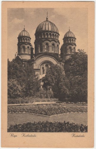 ANTIQUE POSTCARD WITH ORTHODOX CATHEDRAL IN RIGA