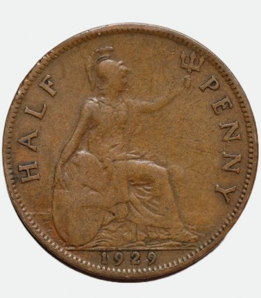 1929 UK Great Britain coin Half Penny George V