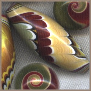 Red, Green, and Gold Polymer Clay Accent Beads