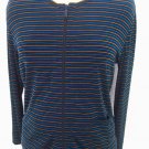Chico's slinky round neck striped zip top jacket sz 0 S