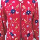 Casual Designs red rayon embroidered lined JACKET Blazer size M