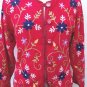 Casual Designs red rayon embroidered lined JACKET Blazer size M