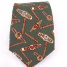 Tommy Hilfiger monogram green 100% Silk mens neck Tie