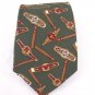 Tommy Hilfiger monogram green 100% Silk mens neck Tie