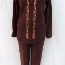 Bob Mackie stretch moleskin embroidered jacket & pant set suit size M