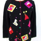 Quacker Factory patch winter fun cardigan sweater size S