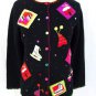 Quacker Factory patch winter fun cardigan sweater size S