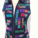 Coldwater creek patch sleeveless jeans denim zip jacket vest size S