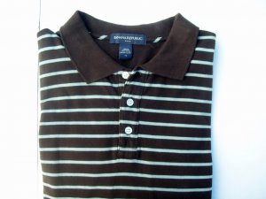BANANA REPUBLIC stripe Long Sleeve POLO Shirt size XL