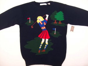 Ballinger gold crew golfer golf player navy mens sweater size S