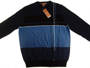 Tasso Elba blue cotton pullover crew mens sweater size S