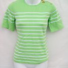 Ralph Lauren LRL gold Zip shoulder striped knit tee top size S